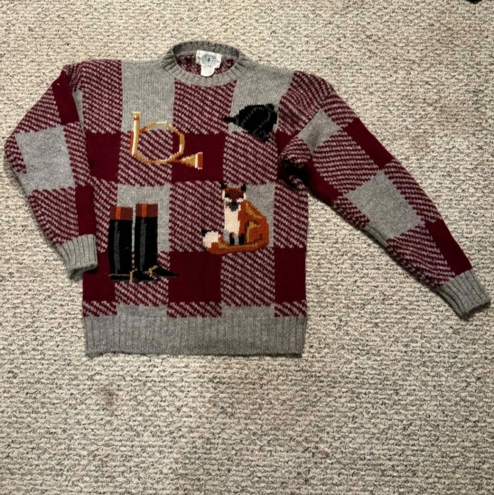 Vintage Sportific Miller’s Equestrian Horse Fox Hunt Wool Sweater Men's Large L